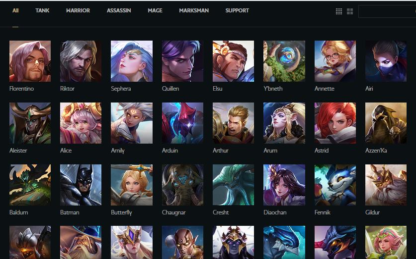 Enormément de champions disponibles